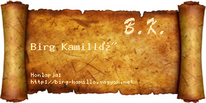 Birg Kamilló névjegykártya